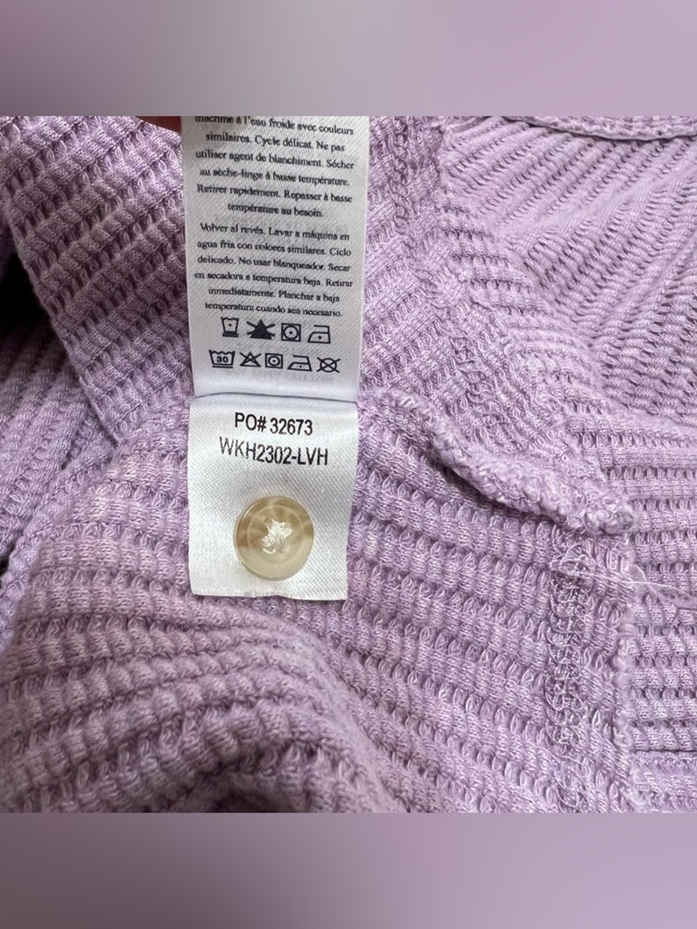 Faherty Legend Apres Waffle Henley Top Long Sleeve Lavender Women's Medium - Picture 12 of 14